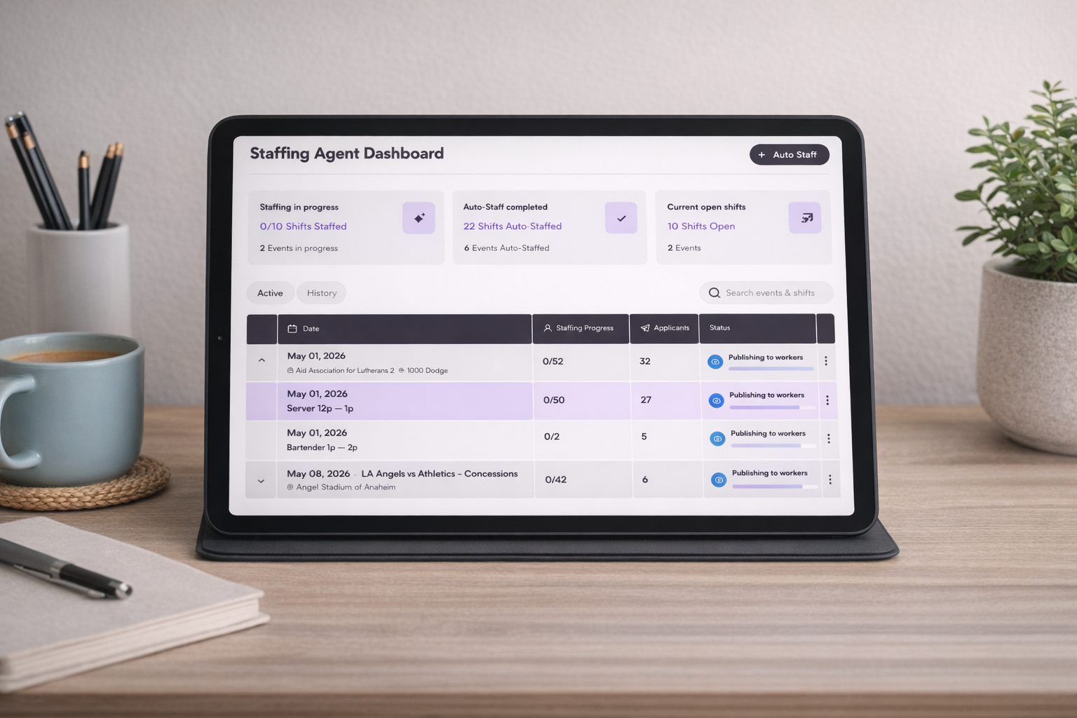staffing automation dashboard for event and venue teams | Nowsta