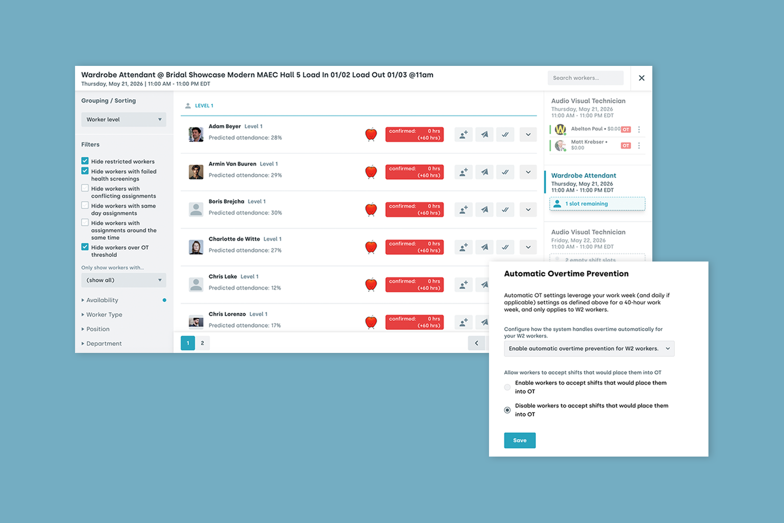 overtime prevention dashboard for retail workforce teams | Nowsta