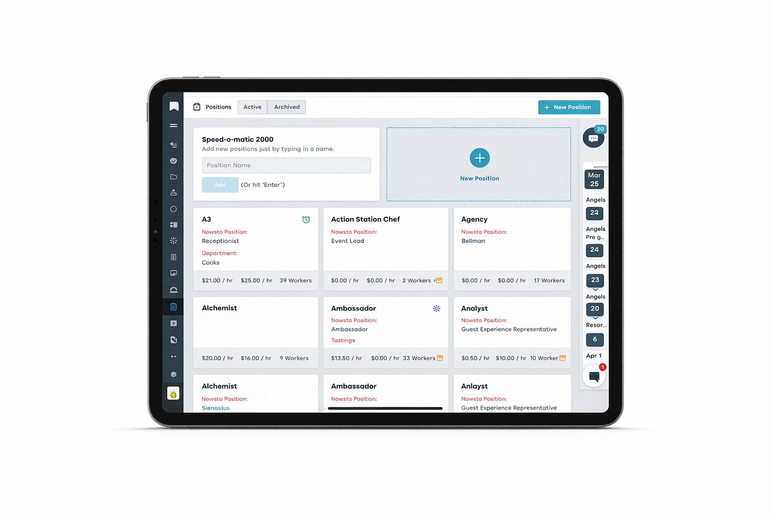position management dashboard for retail workforce teams | Nowsta